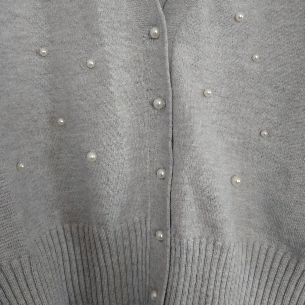 INC V-Neck Cardigan with Pearls Accent - Picture 2 of 7
